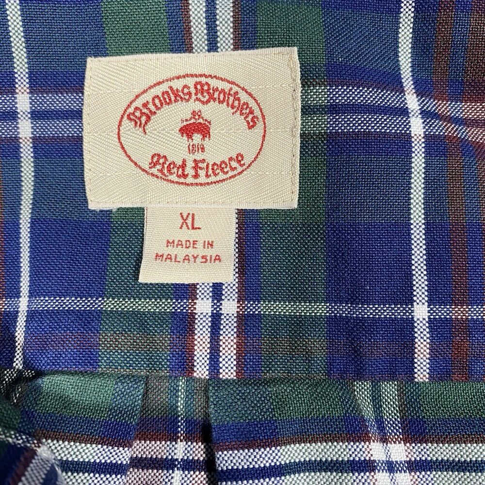 Brooks Brothers Button Down Plaid Shirt Blue Green Red Cotton Classic Men's XL - Picture 3 of 9
